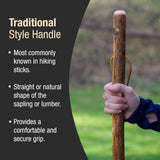 Brazos Rustic Wood Walking Stick, Hardwood, Traditional Style Handle, for Men & Women, Made in The USA, 55"