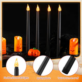 Honoson 4 Pieces Christmas LED Taper Advent Candles Flameless Taper Candles Flickering Candles for Halloween Hanukkah Christmas Advent Rituals Holidays Church, Celebration Home Decor (Black)