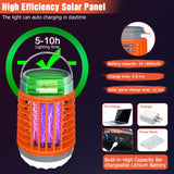 Solar Bug Zapper Outdoor Waterproof Mosquito Zapper for Patio Home Camping, 3 in 1 Cordless Rechargeable Mosquito Repellent Outdoor Patio Flashlight, Mosquito Killer Indoor - Orange, 2 PCS Pack White