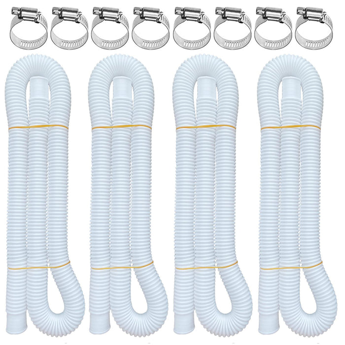 Pool Hoses for Above Ground Pools, 4 Pack 1.25 x 59 Inch Pool Filter Pump Hoses, Compatible with Intex Pool Filter Pump 607, 637 With 8 Metal Clamps(4)