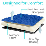 Vive Mobility Knee Scooter Pad Cover - Soft Plush Adult Sheepskin Memory Foam Cushion, Walker Accessory for Knee Roller, Padded Accessories Leg Cart Improves Comfort with Injury, Universal Fit (Blue)