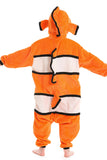 DELEY Unisex Kids Clownfish Onesie Pajamas, Flannel Animal One Piece Costume Sleepwear Halloween Cosplay Homewear Orange White