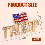 6pcs Donald Trump Pins, Stylish Donald Trump Pins USA Flag Design Trump Pins 2024 Crystal Trump Brooch with White Container Apparel Pin for President Election Merchandise Gifts Souvenir