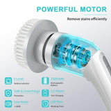 Electric Spin Scrubber, FARTVOLUS Cordless Cleaning Brush with 8 Replaceable Brush Heads, Bathroom and Floor Tile 360 Power Scrubber Dual Speed with Extension Handle for Bathtub, Kitchen, Window