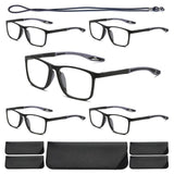 Hubeye 5 Pairs TR90 Sports Reading Glasses for Men and Women Ultralight Flexible Anti-Blue Light Readers +1.25