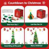 Advent Calendar 2024 Christmas Tree Building Set with LED light, 1100+ Pieces Surprise Christmas Countdown Advent Calendar, 24 Days Stocking Stuffers Christmas Gifts for Adults Kids