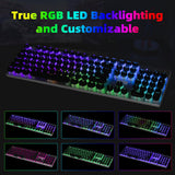 HUO JI E-Yooso Z-88 Wired Typewriter Style Mechanical Gaming Keyboard, Programmable RGB Backlit, Blue Switches - Clicky, Detachable USB-C Cable, Retro 104 Keys for PC, Mac, Black