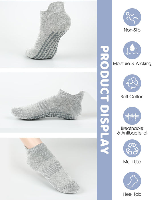 Pilates Grip Socks for Women Men Size 9-11 Yoga Socks Accessories Non Slip Grippy Socks Soccer Womens Hospital Barre Black Barefoot Socks Grippers Postpartum Essentials Non Skid Socks For Elderly Gift