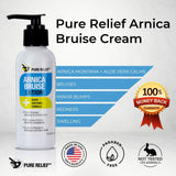 Pure Relief Arnica Bruise Relief Lotion for Bruising, Swelling, & Discoloration On Skin, Natural Skin Care Arnica Bruise Homeopathic Topical Bruise Cream W/Aloe Vera & Collagen, 4 Fl Oz (Pack of 2)