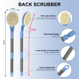 Back Scrubber Anti Slip for Shower, 21.7” Detachable Back Bath Brush for Shower, Back Scrubber, Exfoliation and Improved Skin Health for Elderly with Limited Arm Movement, Disabled (21.7” Blue)