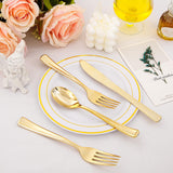 Supernal 360pcs Gold Plastic Silverware Heavy Duty,Gold Silverware Disposable, Plastic Silverware Sets for Parties with 120 Gold Plastic Forks,120 Disposable Knives and 120 Disposable Spoons