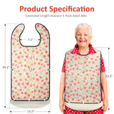 Bravace 4 Pack Adult Bibs for Women Washable Reusable Waterproof Clothing Protector with Detachable Crumb Catcher, Adult Bibs for Eating Bibs for Elderly Women and Men, Senior Citizen Feeding Bibs