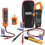 Klein Tools IR5 Dual Laser 12:1 Infrared Thermometer Digital Backlit & CL120VP Electrical Voltage Test Kit with Clamp Meter, Three Testers, Test Leads, Pouch and Batteries