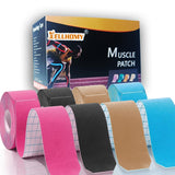 Waterproof Kinesiology Tape Precut-4Pack | Elastic Cotton Athletic Tape, 66 ft 80 Strips in Total, Medical Grade Adhesive Sports Tape for Sports, Muscle Pain Relief & Joint Support, K Taping-4Color