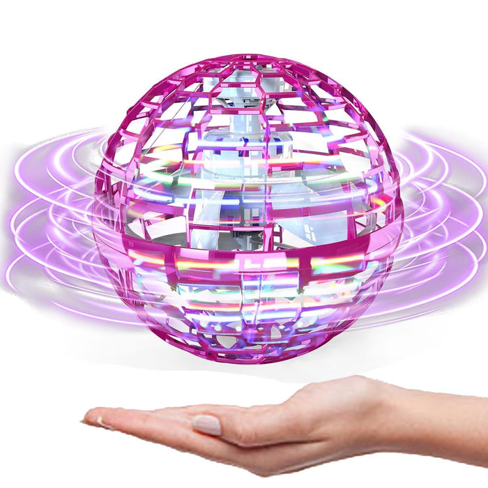 ATHLERIA Pink Flying Orb Ball Toys,Hand Operated Drones for Kids,Cool Gadgets Light Up Cosmic Globe Spinning Glow in The Dark,Christmas Birthday Gift Ideas Toys for Teen Girls Age 6 7 8 9 10+