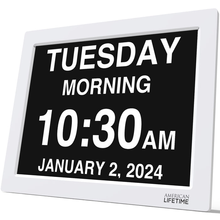 American Lifetime 【New 2024 Dementia Clock Large Digital Clock for Seniors, Digital Clock Large Display, Custom Alarms, Clock with Day & Date for Elderly, Large Number Digital Clock White, 15 Inch