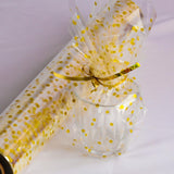 CMFYHM Clear Cellophane Wrap Roll(34" x 120’Ft) 3Mil Gold Polka Dot Cellophane Roll, Cellophane Roll, Gift Wrap Roll, Cellophane Wrap for Gifts, Baskets, Flowers, Party Decorations