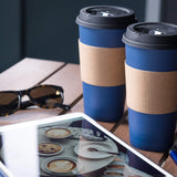 Glowcoast Disposable Coffee Cups With Lids - 20 oz To Go Coffee Cup (80 Pack). Large Travel Cups Hold Shape With Hot and Cold Drinks, No Leaks! Paper Cups with Insulated Sleeves Protect Fingers!