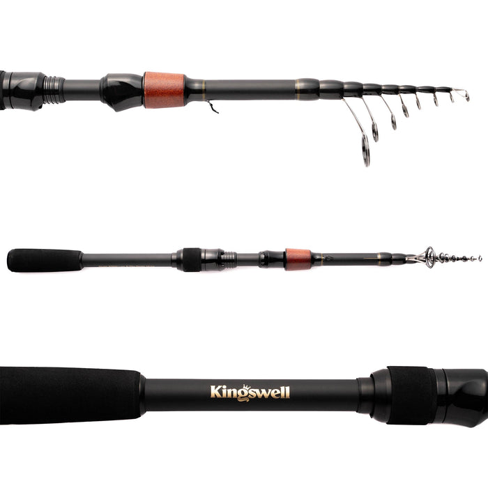 KINGSWELL Telescopic Fishing Rod and Reel Combo, Premium Graphite Carbon Collapsible Fishing Pole with Spinning Reel, Portable Travel kit for Adults Kids