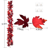 DearHouse 2 Pack Fall Garland Maple Leaf, 5.9Ft/Piece Hanging Vine Garland Artificial Autumn Foliage Garland Thanksgiving Decor for Home Wedding Fireplace Party Christmas (Dark Red)