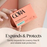 Cora 100% Organic Cotton Non-Applicator Tampons | Ultra-Absorbent, Unscented, Natural, Non-Toxic, Applicator Free | Eco-Conscious (36 R/S Tampons)