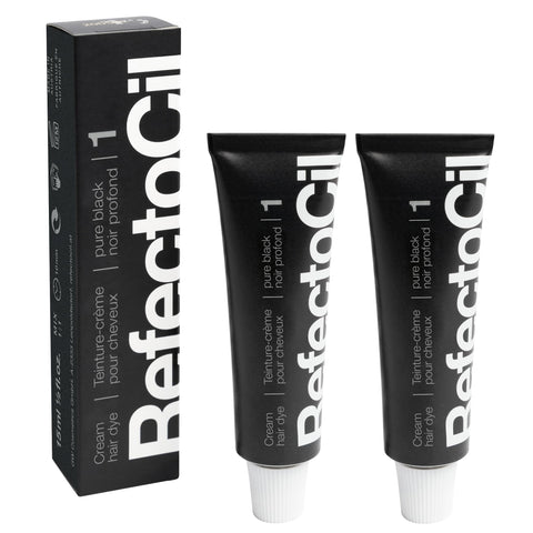 RefectoCil Cream Hair Dye 2-Pack – Professional Hair Tint for Long-Lasting Color – Black (#1)