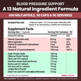 Supplements with 13 Vitamins & Herbs - Folic Acid, Vitamins C B6 & B12, Hawthorn Olive Leaf Garlic Hibiscus, 90 Capsule