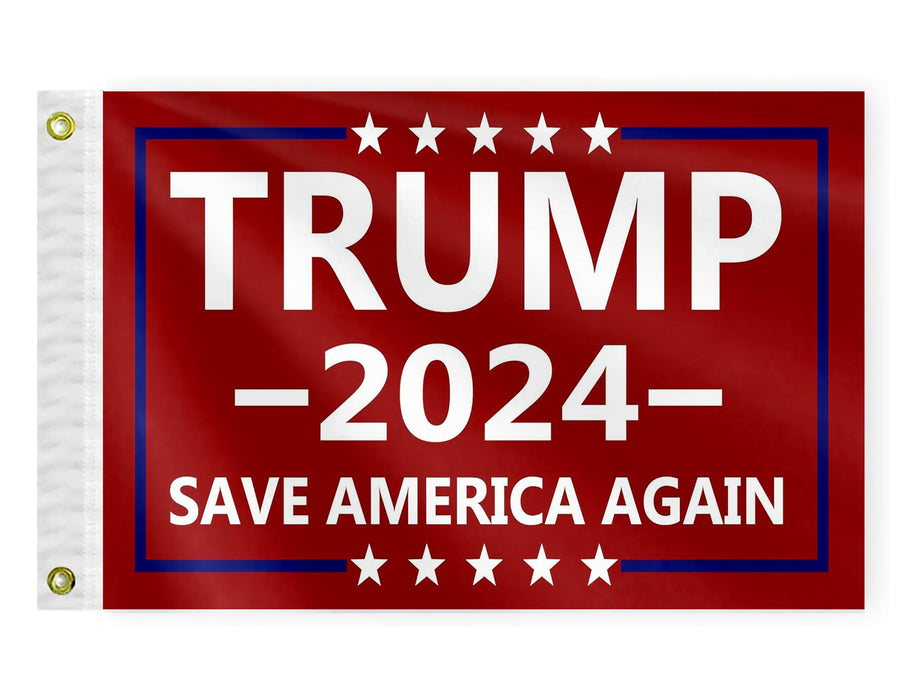 PLAIEI Save America Again Boat Marine Flag 12x18 Inches Double Sided 3Ply Small Trump 2024 Boat ATV Flag President Election Supporter Fans Patriotic MAGA Banner Outdoor Indoor (Red)