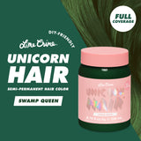 Lime Crime Unicorn Hair Dye Full Coverage, Swamp Queen (Green) - Vegan and Cruelty Free Semi-Permanent Hair Color Conditions & Moisturizes - Temporary Green Hair Dye With Sugary Citrus Vanilla Scent