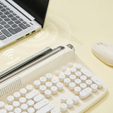 YUNZII ACTTO B503 Wireless Typewriter Keyboard, Retro Bluetooth Aesthetic Keyboard with Integrated Stand for Multi-Device (B503, Ivory Butter)