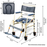 SolutionBased - FSA HSA Eligible - Lightweight Aluminum Folding Rolling Shower Chair for Elderly and Disabled - Rolling Commode Shower Wheelchair - Commode - Handicap Shower Chair with Wheels