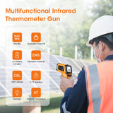 Infrared Temp Gun Thermometer, Non-Contact Digital Laser Infrared Thermometer Temperature Gun, Adjustable Emissivity IR Thermometer Heat Temperature Reader Gun (-58°F to 1022°F)