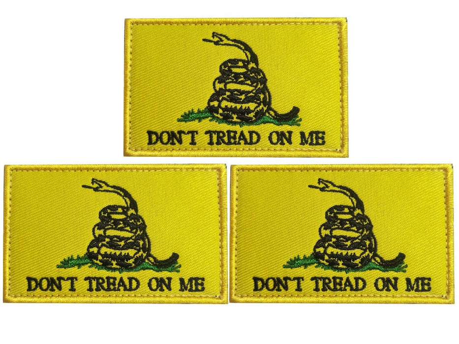 JAVD (3Pack) Don't Tread On Me Gadsden Flag Morale Patch ， for Hats, Bags, Military Uniform, Tactical Bag,Jacket,Team, Vest,Cap,Backpack,Pack,etc.