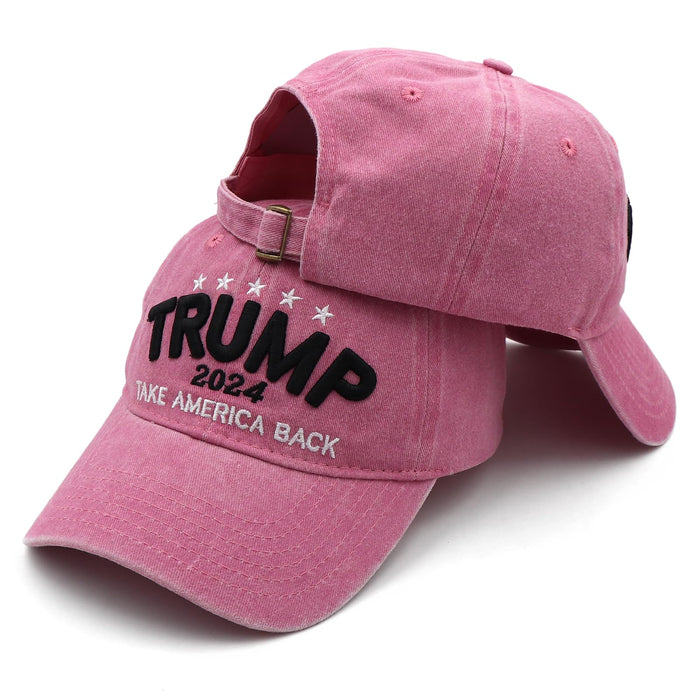 xywlwoer Trump 2024 Hat, Trump Hat Trump Merchandise Take America Black 45-47 MAGA Baseball Cap Trump Gifts for Men Women (Pink)