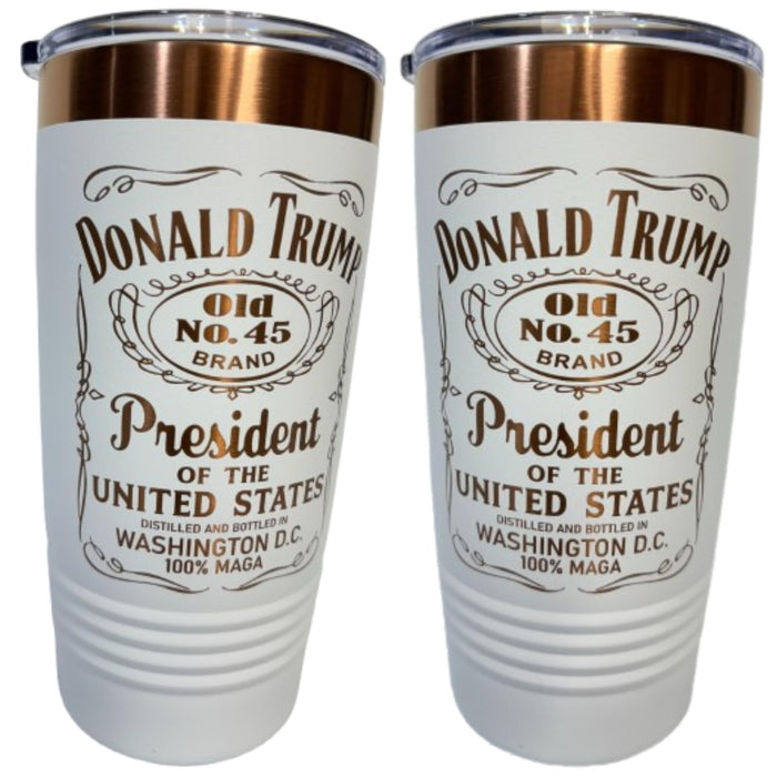 UNVAXXED & Over Taxed ™, Unvaccinated Over Taxed Hat (White Gold Trump Tumbler)