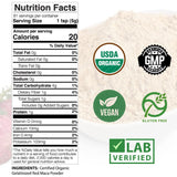 USDA Organic Red Maca Root Powder, Raw, Vegan, Hormone Regulation, Great Pre-Workout, Muscle Mass Gain, Non-GMO (1lb)