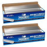 Rhino Aluminum Foil Heavy Duty - 18 x 525 sf, 25 Microns Thick (Pack of 2) Foil Aluminum Roll - Commercial Grade & Extra Thick, Strong Enough for Food Service Industry