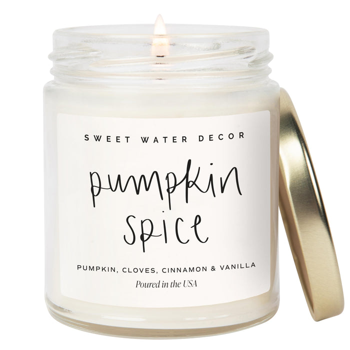 Sweet Water Decor Pumpkin Spice Candle, Thanksgiving & Halloween 9oz Decor