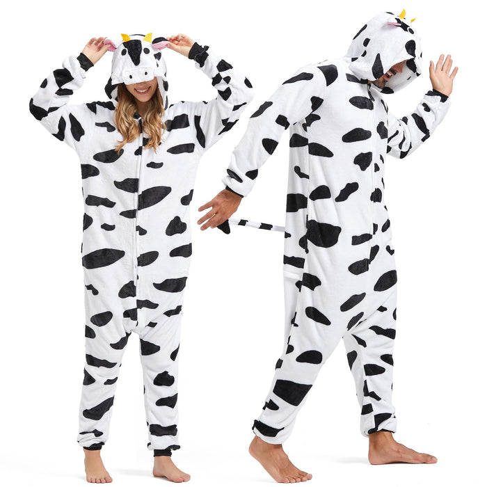 SISKIN Cow Onesie Adult - Cow Halloween Costumes for Women Men Couples Halloween Pajamas Cosplay Animal Onesies XL