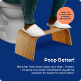 Squatty Potty Slim Teak Toilet Stool - 7-inch Height | Original Bathroom Wood Stool for Natural Positioning