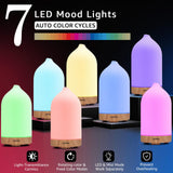 Gooamp 200ML Ceramic Diffuser,Aromatherapy Diffuser,Essential Oil Diffuser with 7 Color Lights Auto Shut Off for Home Office Room,Wood Grain Base (1/3/6/ON hrs Working time)
