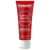 Colgate Optic White Stain Fighter Teeth Whitening Toothpaste, Anticavity Fluoride Toothpaste for Whitening Teeth, Helps Remove Daily Surface Stains, Clean Mint Paste, 4 Pack, 4.2 oz