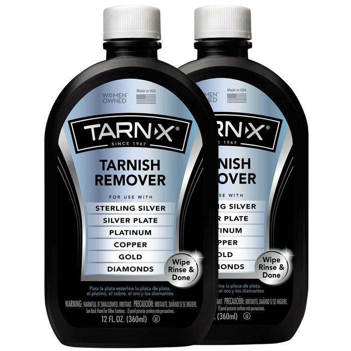 Tarn-X Metal and Silver Tarnish Remover, For Use on Sterling Silver, Silver Plate, Platinum, Copper, Gold, Diamonds - 12 Ounce Bottle (Pack of 2)