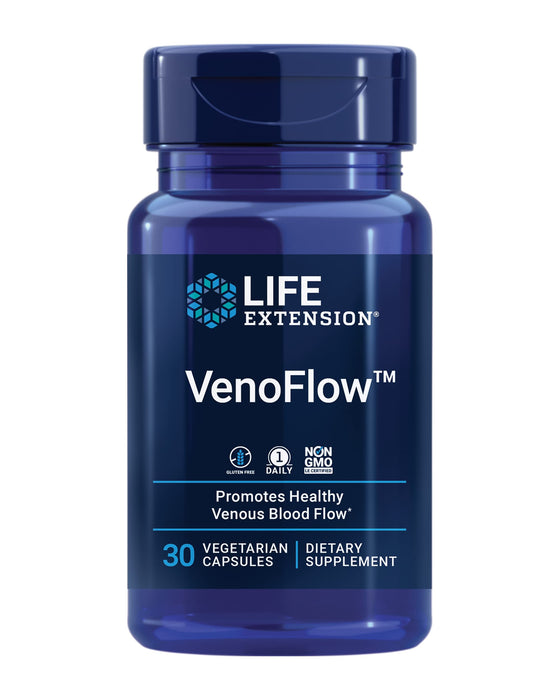 Life Extension VenoFlow - French Maritime Pine Bark and Soy Natto Extract Supplement for Healthy Blood Flow Circulation and Vascular Health – Gluten-Free, Non-GMO, Vegetarian – 30 Capsules