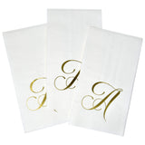 Gift Boutique 100 Gold Monogram Guest Napkins Letter A Disposable Paper Pack Elegant Metallic Golden Foil Dinner Hand Napkin for Bathroom Powder Room Wedding Holiday Baby Shower Decorative Towels