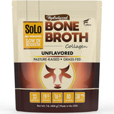 Solo Bone Broth Protein Collagen Powder Low Sodium, 16g Hydrolyzed Collagen Type I & III, For Healthy Skin, Nails, Hair, Joints & Digestion, Grass Fed, Non-GMO, Gluten Free, Paleo/Keto Friendly, 1 lb