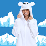 NAITOKE Adult Animal Onesie Halloween Costume Cosplay One-Piece Pajamas Women Man Teens White