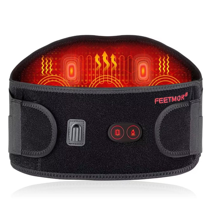 FEETMOR Heating Pad for Back Pain Relief - Heated Back Massage,7.4V Rechargeable 3000mAh Lithium Battery Electric Back Massage, Back Heating Pad for Lower Back, Heated Back Brace for Men (L/XL49)