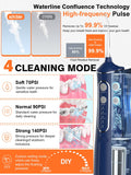 Cordless Water Flosser Teeth Cleaner, Dental Oral Irrigator Cleaning Cordless with Toothbrush, Tongue Scraper Travel Bag Waterproof 5 Jet Tips for Home Travel, (Dark Blue)