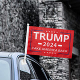 2 Pack Car Flags,Car Flag Donald Trump 2024 Take America Back Flag Outdoor and Car Flag Pole, Car Logo Window Clip Can be Clipped to Most Windows 14 inch Flag Pole and 16 x 10 inch Double Sided Flag